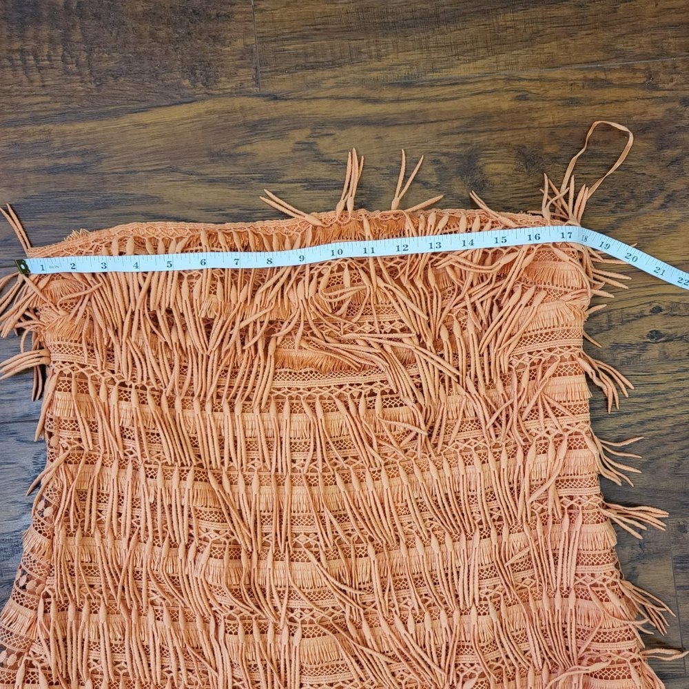 NWT Anthropologie Let me be orange fringed tube boho dress size M - Picture 9 of 11